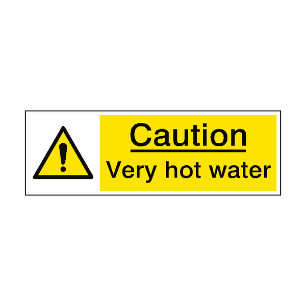 Self Adhesive Safety Caution Very Hot Water Warning Sign 100mm x 100mm 