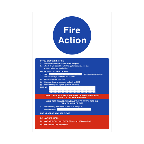 Fire Action Notice Version 2 PVC Safety Signs