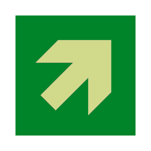 Arrow Up Right Photoluminescent Sign | PVC Safety Signs