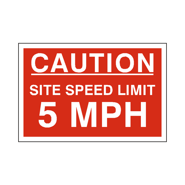 5 MPH Speed Limit Safety Sign 3mm Aluminium sign 300mm x 200mm 
