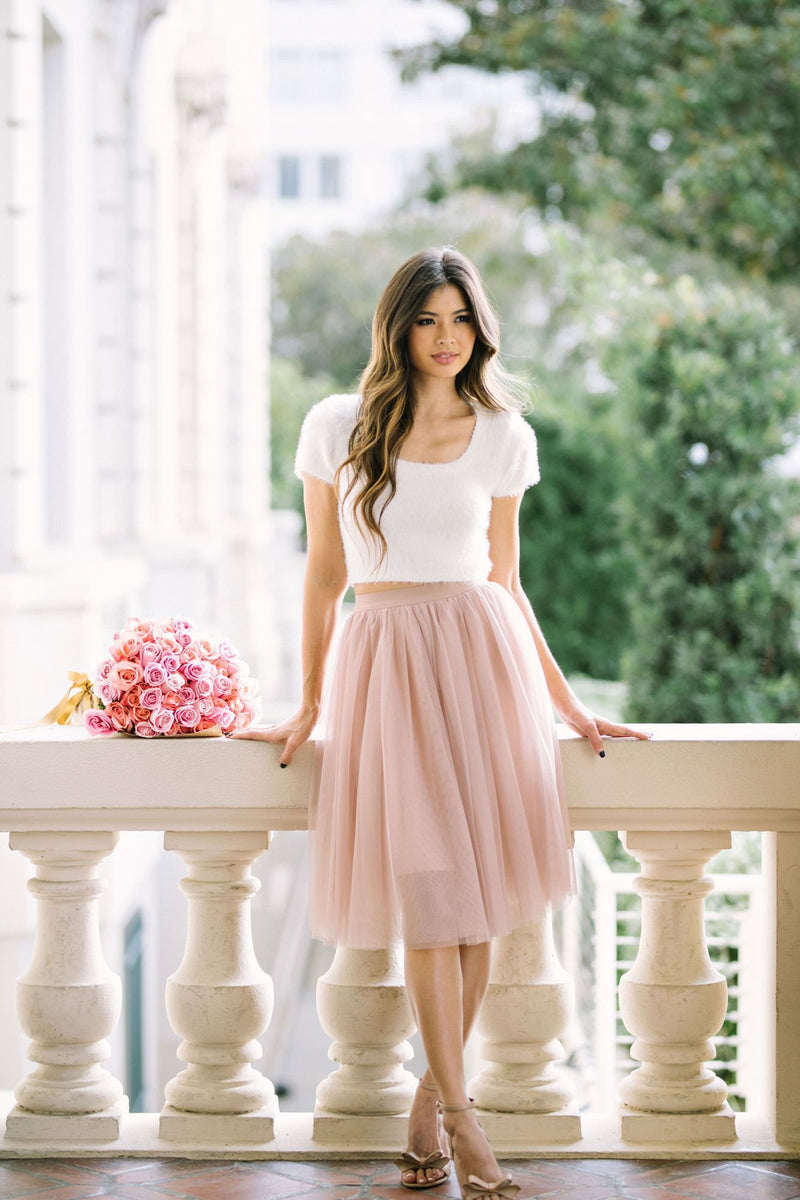 dusty rose midi skirt