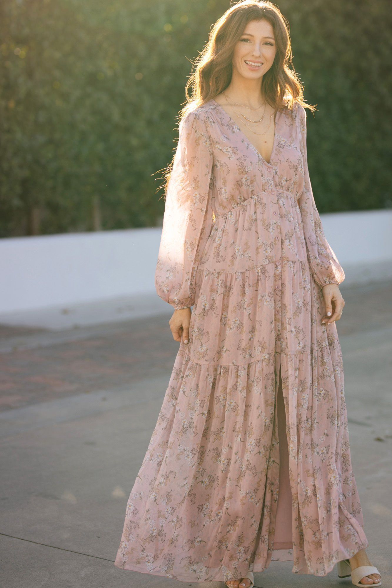 Floral Maxi Dress with Sleeves - Helena - Morning Online Boutique