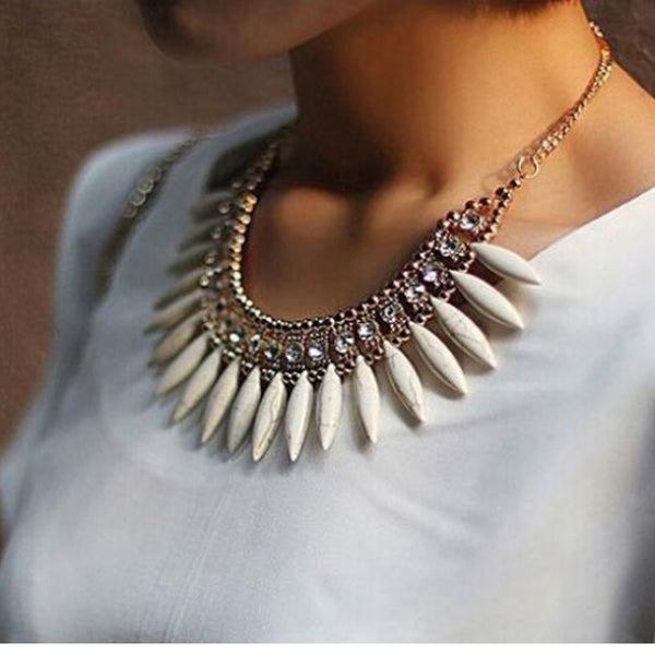 Fashion Bohemia Women Jewelry Pendant Choker Crystal Chunky Statement Necklace