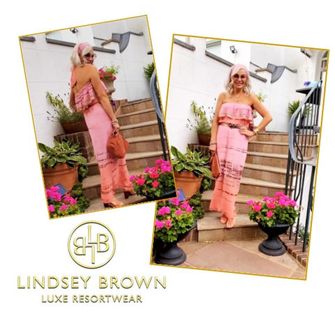 @KazzStyle_ Wearing Pink Silk Maxi Dress by Lindsey Brown