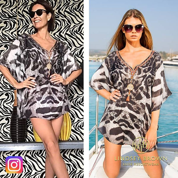 Shop Melanie Sykes wears Animal Print Cover-up on holiday 