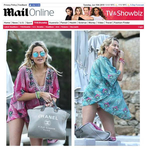 Stephanie Pratt wears Designer Kaftans by LindseyBrown  Resortwear as sene on Daily Mail