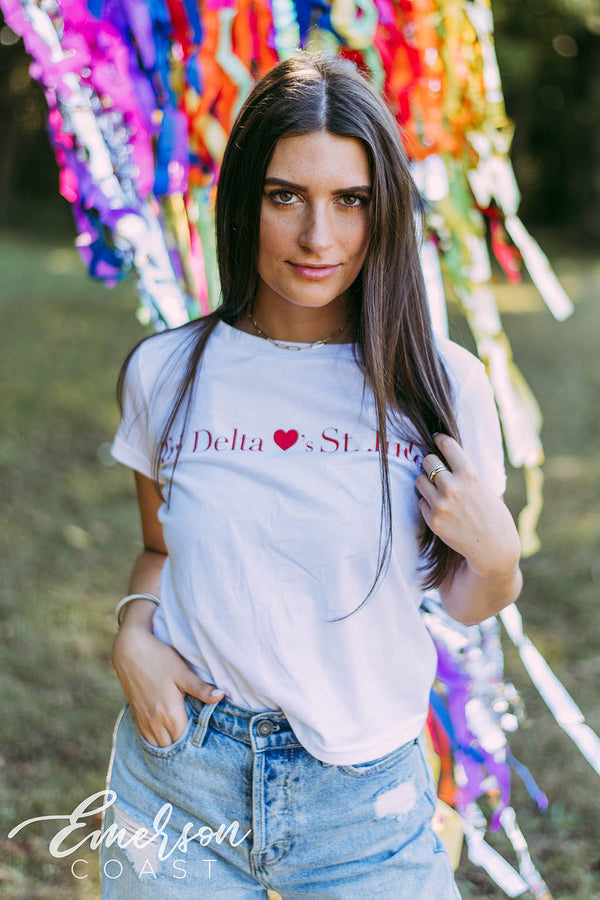 Tri Delta Hearts St. Jude Cropped Tee Emerson Coast