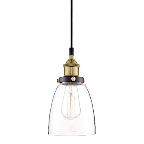 antique brass glass pendant light