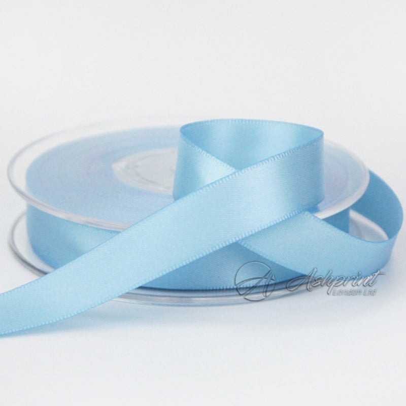 BABY PALE BLUE SKY DOUBLE SIDED SATIN RIBBON 25M REEL WEDDING CRAFT GIFT WRAP 