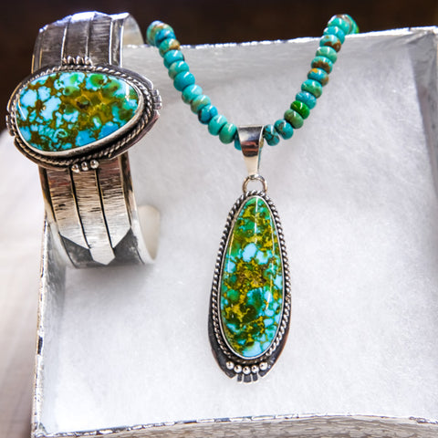 Handmade Kingman Turquoise Bracelet and Pendant