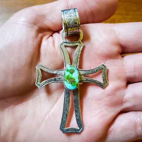 Sonoran Gold Turquoise Cross Pendant - Stagecoach