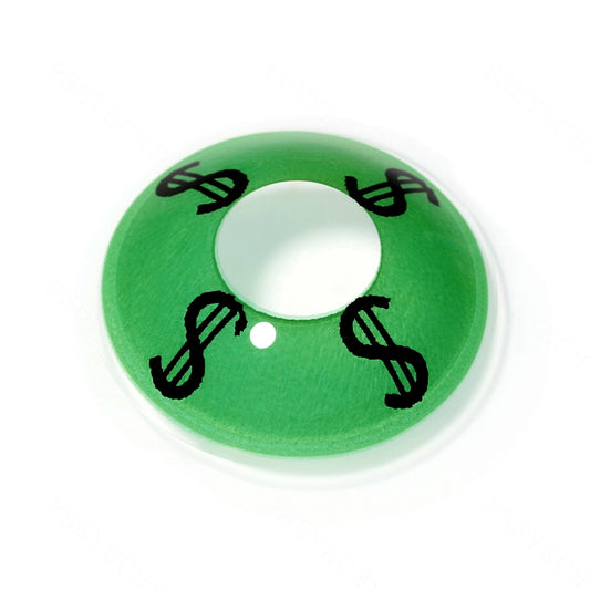 Green Dollar Sign Contact Lenses