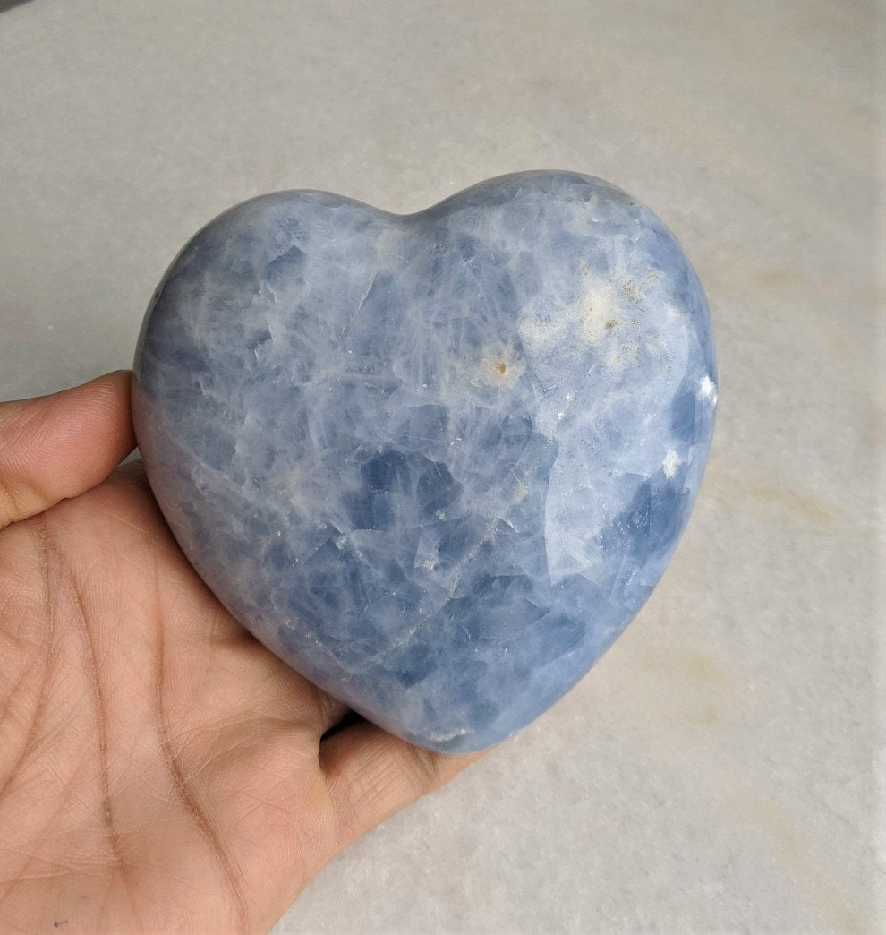 Blue Calcite Heart Natural 105x105mm