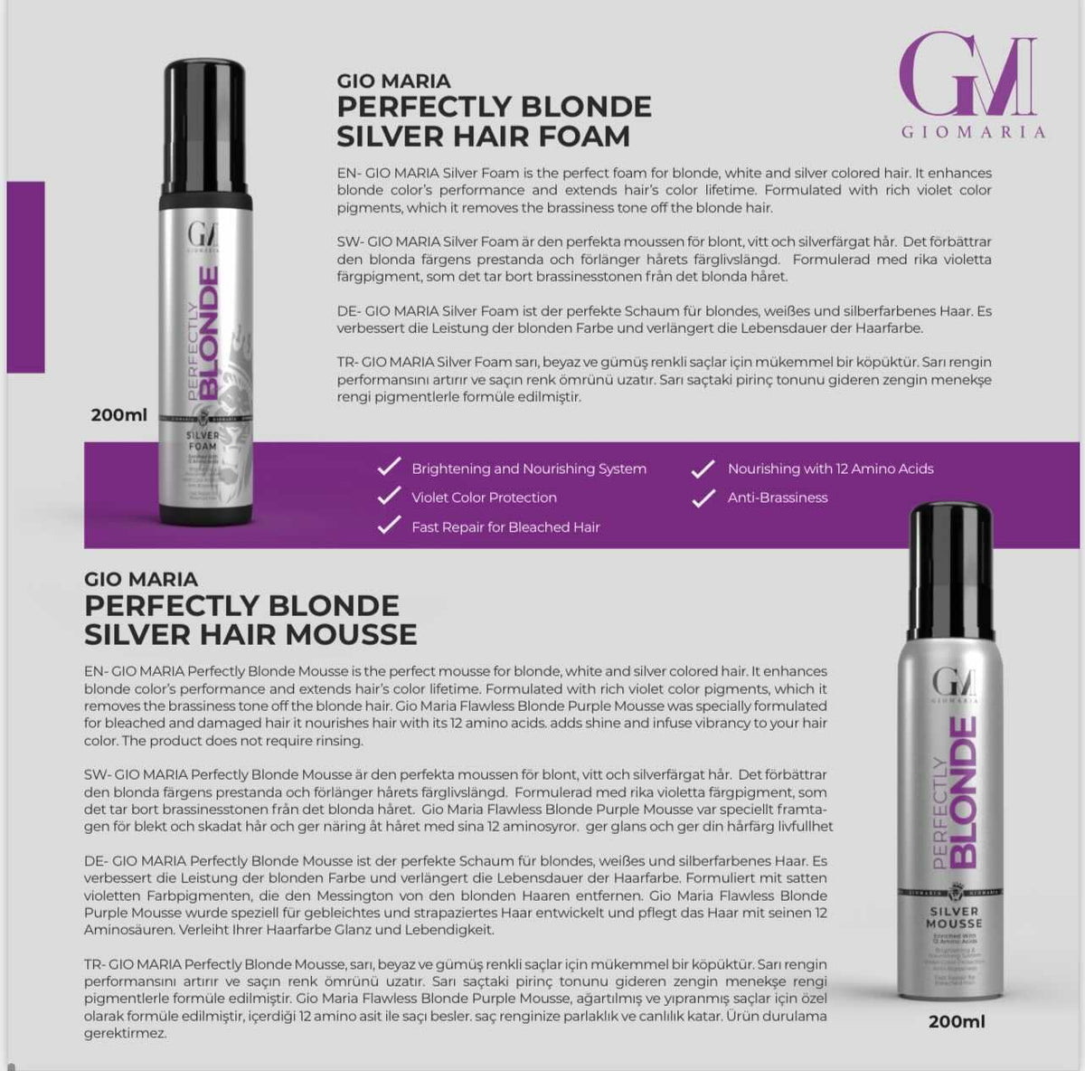 GIO MARIA PERFECTLY BLONDE SILVER HAIR MOUSSE – kr kosmetic AB