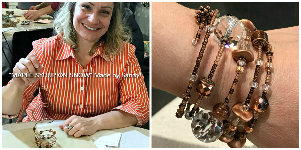 This is Sandy from The Dream Dog Boutique with the bracelet she created. The Dream Dog Boutique in Calgary is now stocking a wonderful selection of Suzie Q Studio's Serendipity BEAD STEW Bracelet-Making Kits. 