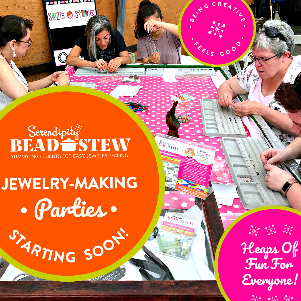 Suzie Q Studio will soon be offering Jewlery-Making Parties using our Serendipity Bead Stew DIY kits. Visit Suzie's website or subscribe to our eNewsletter to get all the latest news.