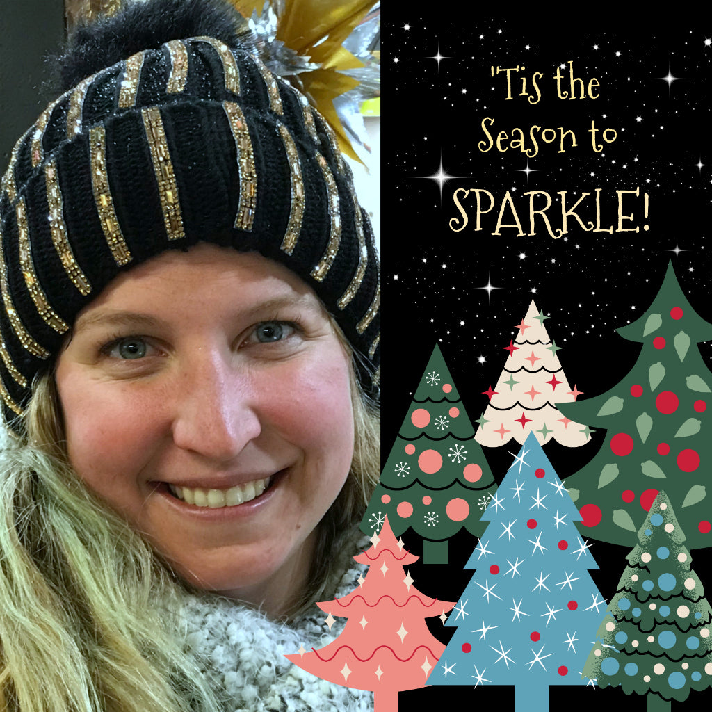 Meet the Oh-So-Lovely, Crossroads Christmas Tree Gal, Elise! Because she's outdoors selling her beautiful Christmas trees🎄, she decided to Keep Warm in Style with a Suzie Q Swarovski SPARKLE Toque... Get yours (available in various colours) before they're all all gone!  After doing your Xmas shopping at the Crossroads, you can visit Elise at the Crossroads Christmas Tree Lot to pick up your fresh and fab seasonal tree!