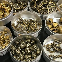 A TERRIFIC ARRAY OF METAL BEADS, CHARMS, ETC... • Gun Metal • Silver Plate • Antique Silver & Bronze • ••• 50% OFF!!! •••