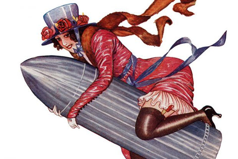 Suffragette riding a vibrator