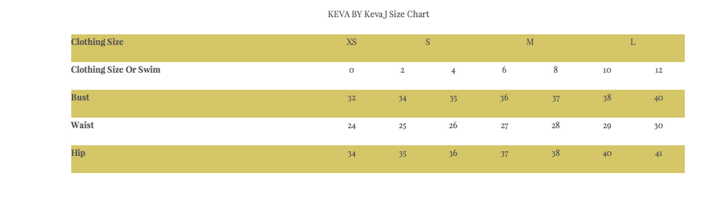 J Size Chart