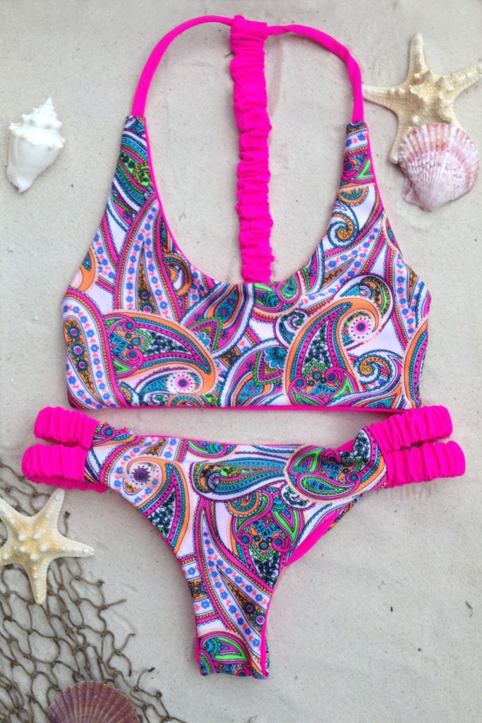 Reversible Pink Paisley Bikini From Vpx Swimwear