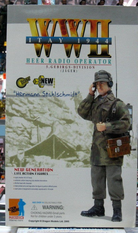 Dragon 12" 1/6 WWII Itay 1944 Heer Radio Operator 5 Gebirgs Division Jager Hermann Stahlschmidt Action Figure - Lavits Figure
- 1