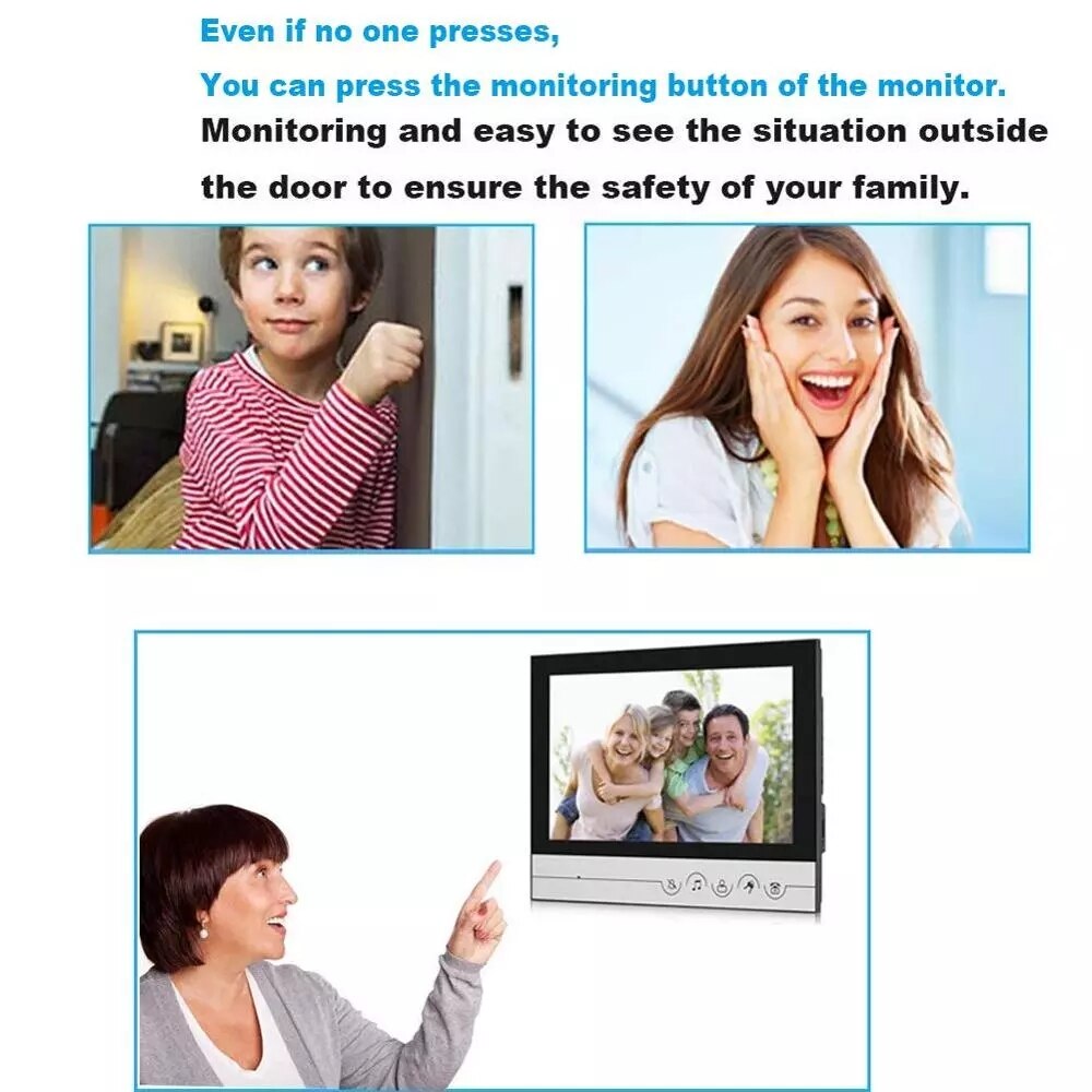 AnjieloSmart Video Intercom For Apartment 9 Inch Indoor Monitor Video Entryphone With IR Night Vision Camera