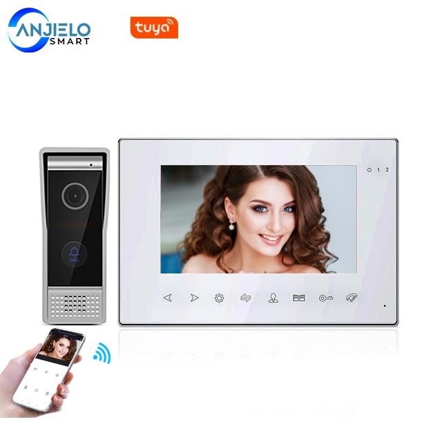 New Tuya Smart Mobile Phone APP Remote Control 7 inch WIFI Video Doorphone Intercom System For Home Security Night Vision Motion