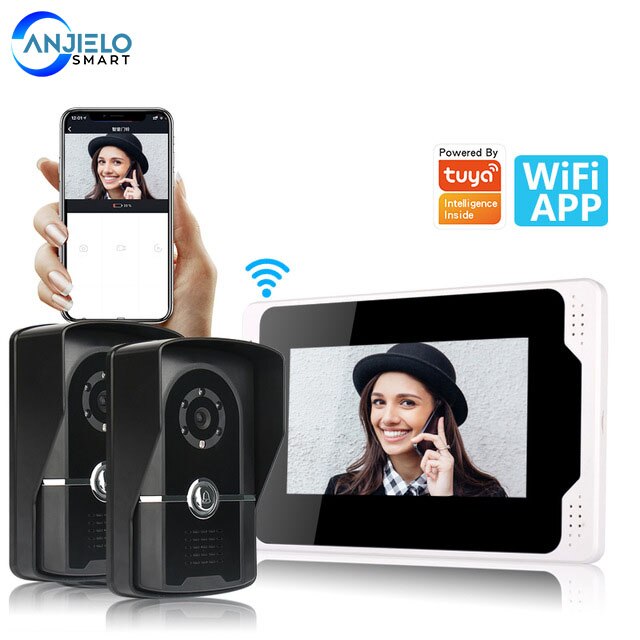 7"LCD Wired /Wireless Wifi Video Door Phone Doorbell Intercom System HD Camera 