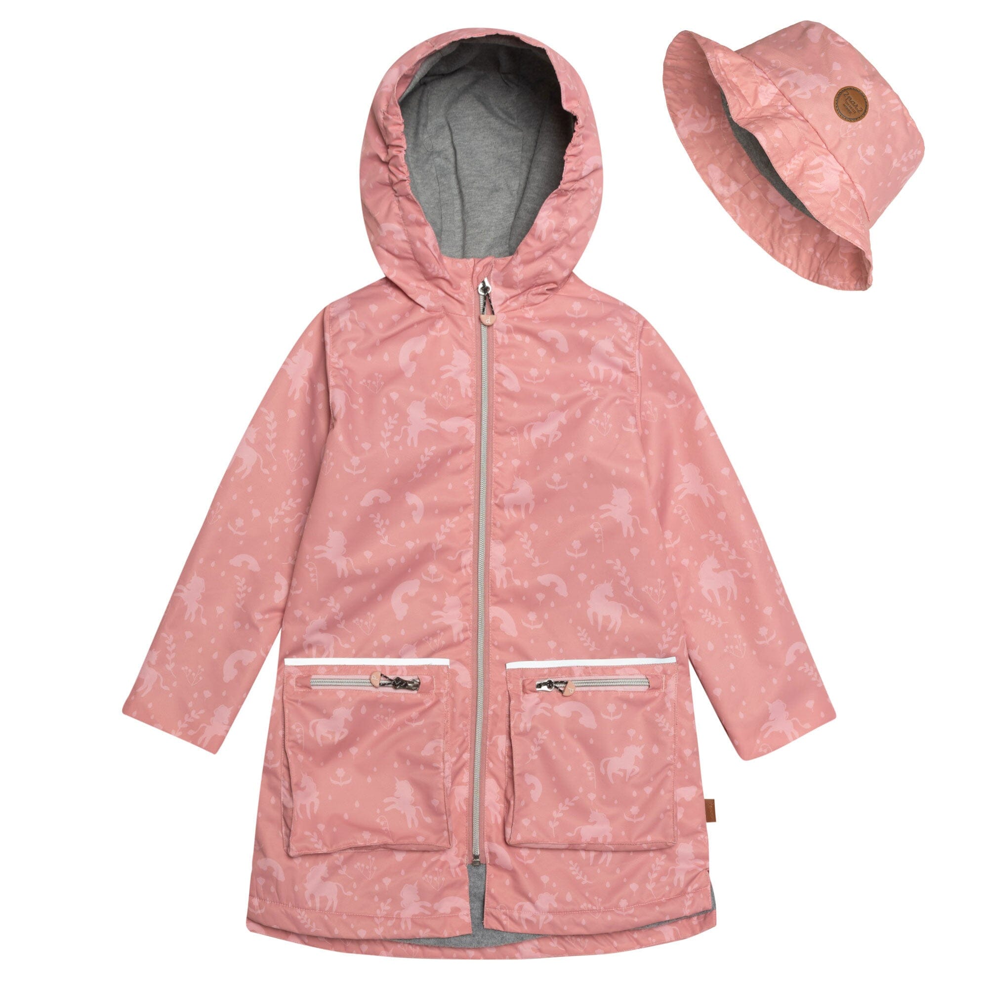 Printed Rain Coat & Hat Set Pink Unicorns - Deux par Deux