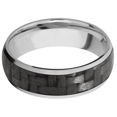 14k White Gold Ring with Black Carbon Fiber Inlay