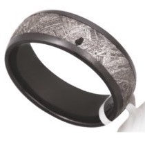 Meteorite Ring Inlay with Another Black Spot Inclusion