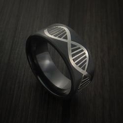 Black Zirconium Wide DNA Strand Ring Customad-Made Band Any Finish and Sizing