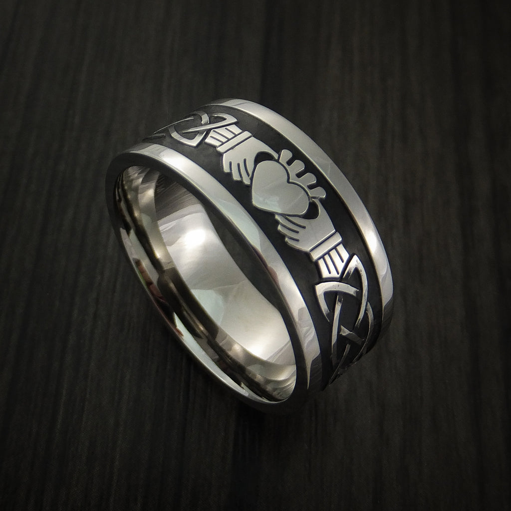 Titanium Celtic Irish Claddagh Ring 