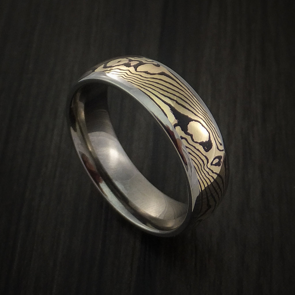 Titanium and Mokume Gane Ring Custom 
