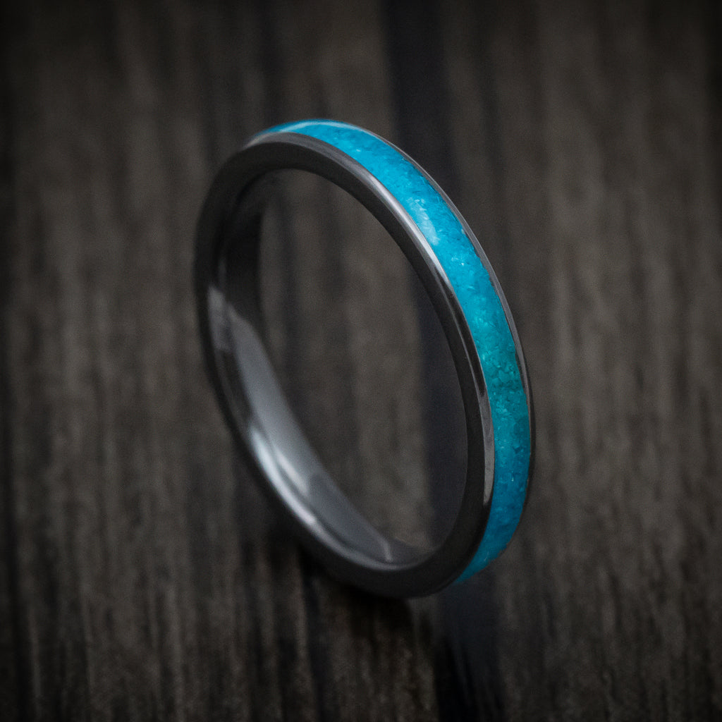 Black Zirconium and Turquoise Ring 