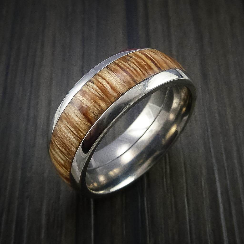 Titanium Ring with Wood Inlay Custom Made Wedding Band