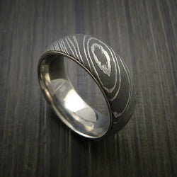 Damascus Steel Ring with Acid Finish