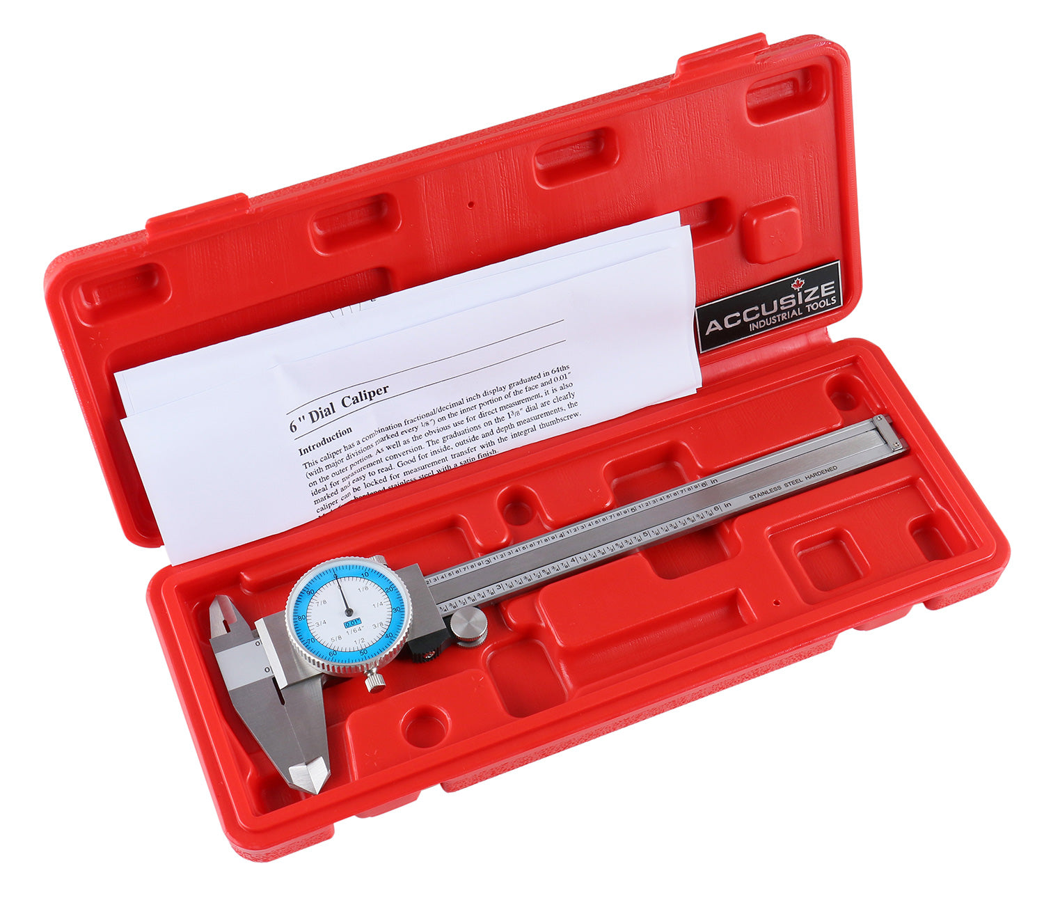 P132-2150 Accusize Industrial Tools 0-6 Inch Stainless Steel Fractional Dial Caliper