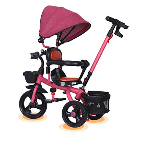 Moolo Kids Trike Tricycle Pedal 3 Wheel Children Baby Toddler with Push Handle Removable Canopy Reversible Seat Color : D