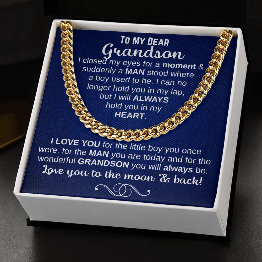 Gift for Grandson - Always In My Heart - Cuban Link