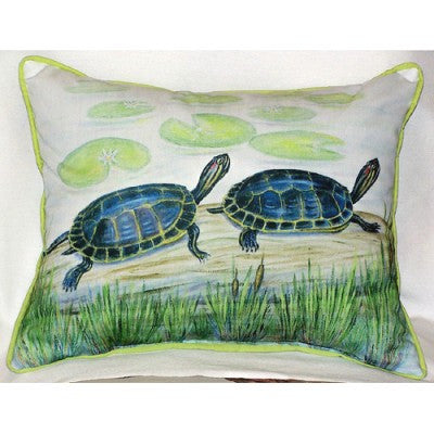 Betsy Drake Two Turtles Pillow- Indoor/Outdoor
