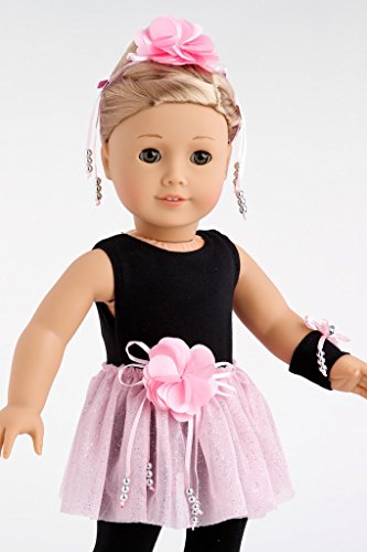- Show Time - 5 Piece Outfit - Black Unitard, Pink Tutu Skirt, Ballet  Slippers, Corsage, Hairpiece - Clothes Fits 18 Inch American Girl Doll  (Doll Not 