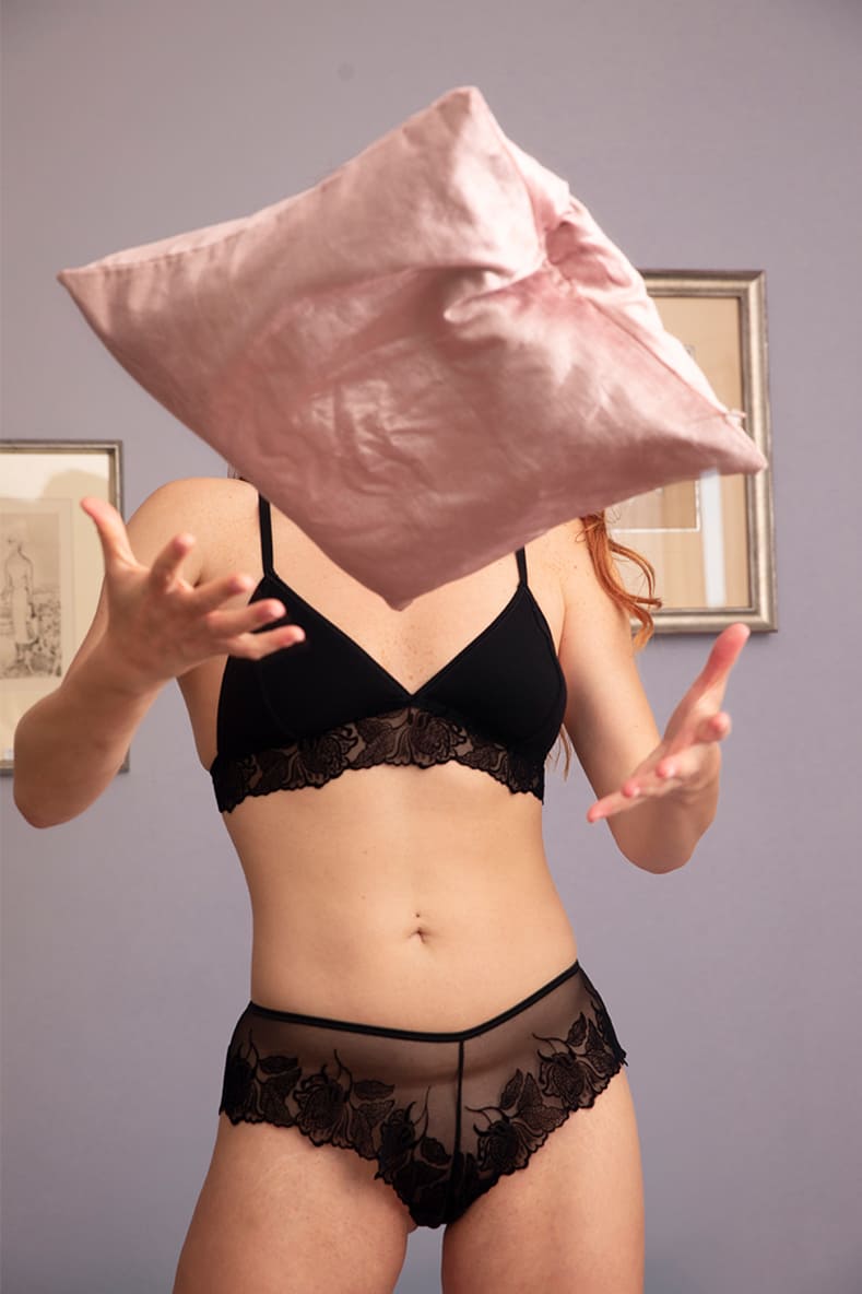 Organic Black Floral Triangle Bra