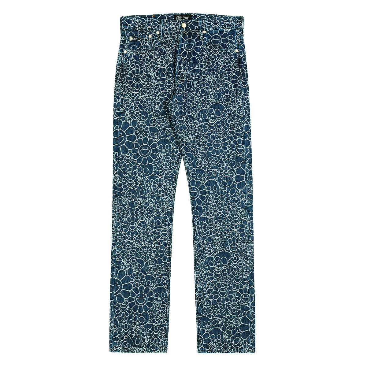 Flowers and Skulls Jacquard Denim Pants