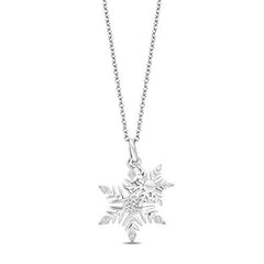 Enchanted Disney Fine Jewelry Sterling Silver 0.15 cttw Elsa Snowflake Necklace
