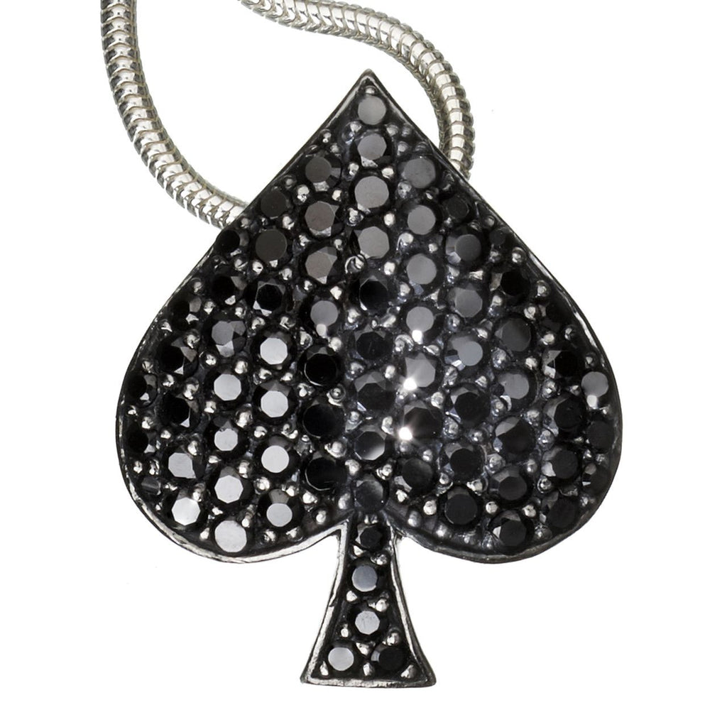 Sterling Silver Ace of Spades Cubic Zirconia Pendant