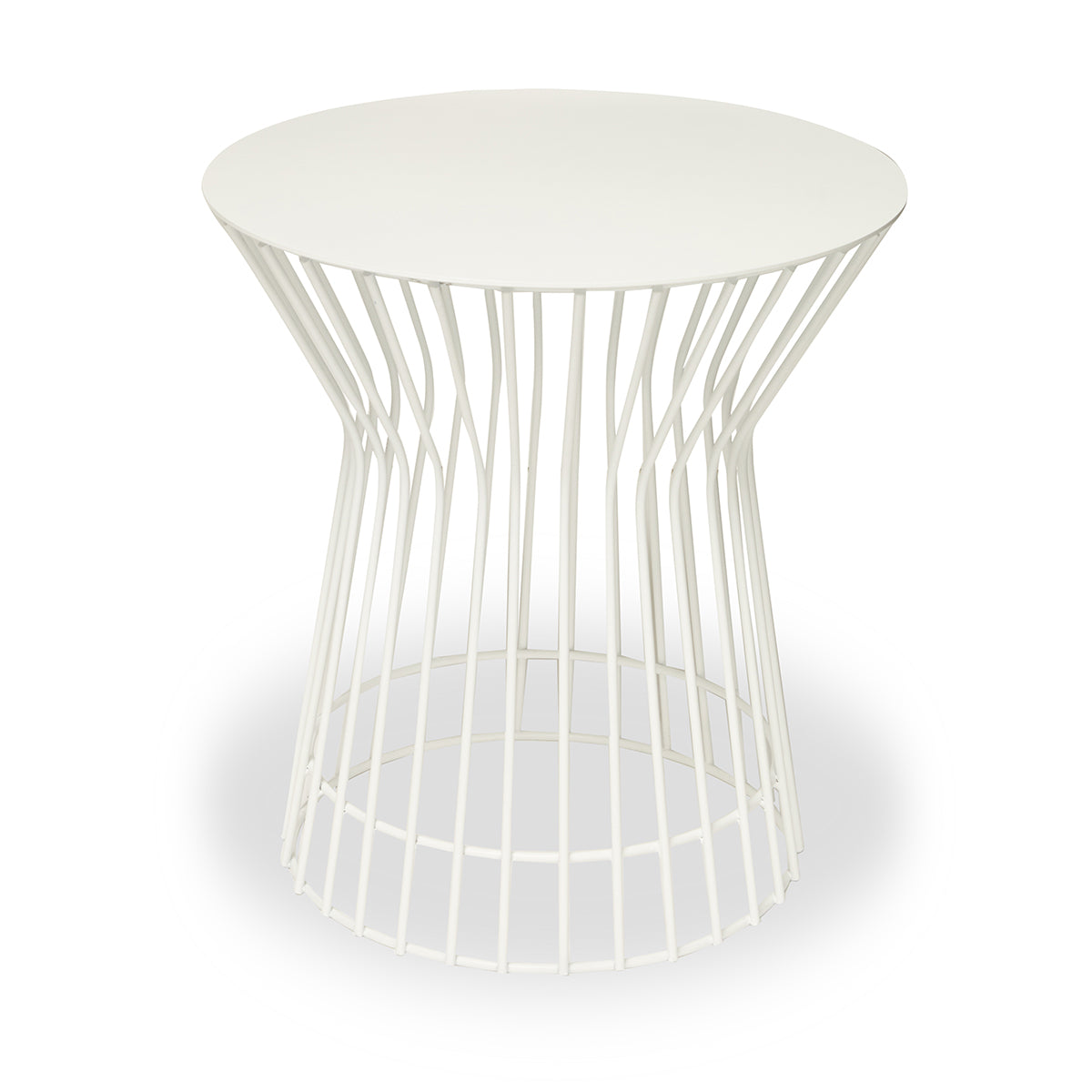 white wire side table