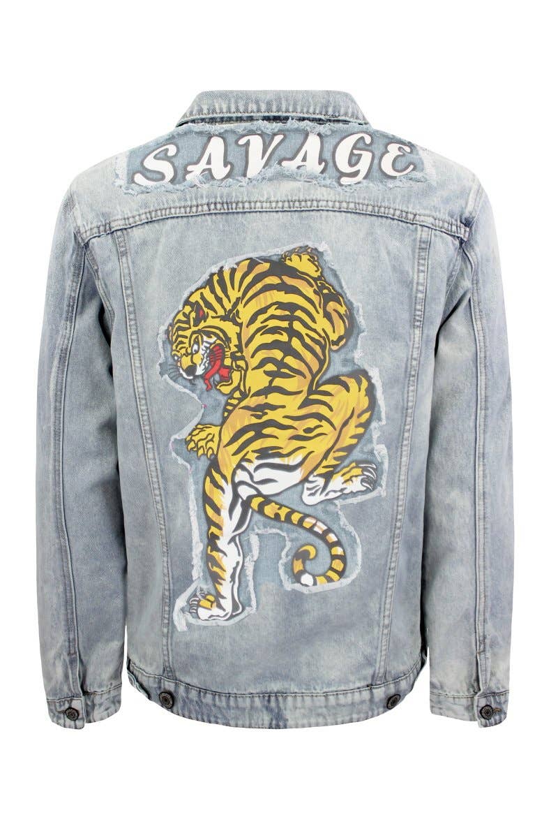 måske Ovenstående ukuelige Men Savage Tiger Denim Jacket