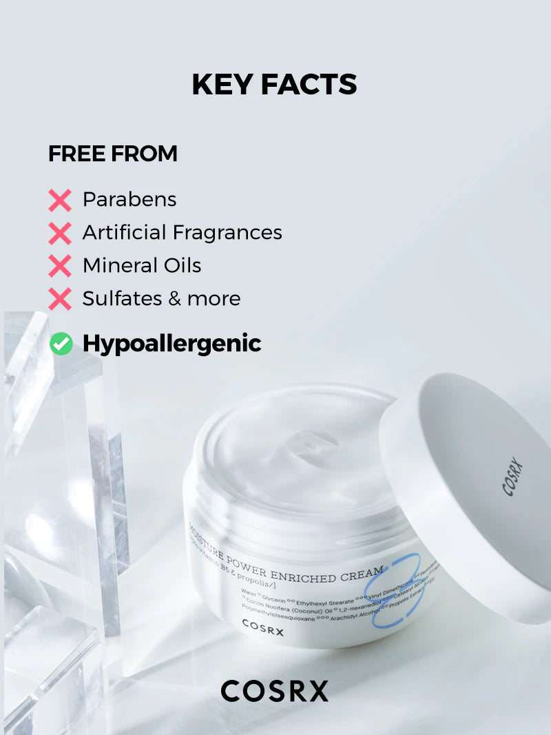COSRX South Africa Moisture Power Enriched Cream Moisturiser Moisturizer for dry skin sensitive skin and damaged skin barrier. Korean skincare in SA